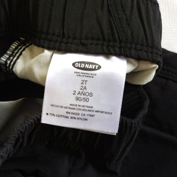 old navy basic black straight leg roll-tab casual pants 2T toddler unisex - Picture 5 of 8